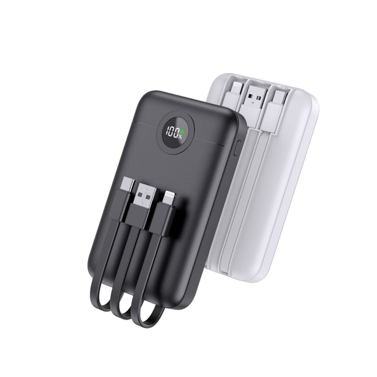 Portable Power Bank with Intelligent Cable Management & LED Display | High Capacity for On-the-Go Charging
