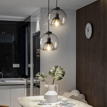 Adjustable Hanging Ceiling Light with Smoked Glass Shade 9 Inch for Dining Room Kitchen Bedroom Modern Dome Fixture Hardwired E26 Base