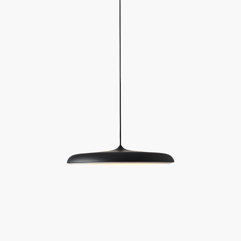 Slimline LED Disc Ceiling Light 10 in Black Metal Acrylic for Kitchen Island Dining Table Contemporary Scandinavian Minimalist Suspended Fix