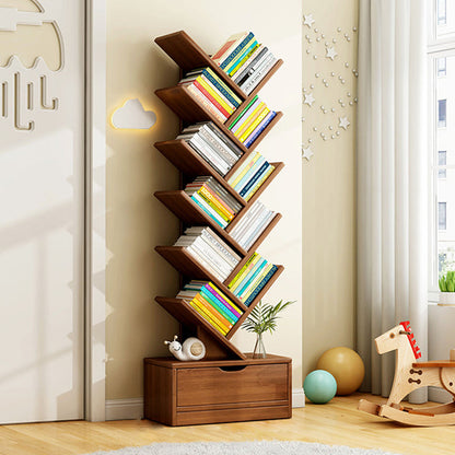 Multi-Tier Wooden Storage Rack 39 in Walnut Finish Open Shelving for Home Office Study Living Room Decorative Display