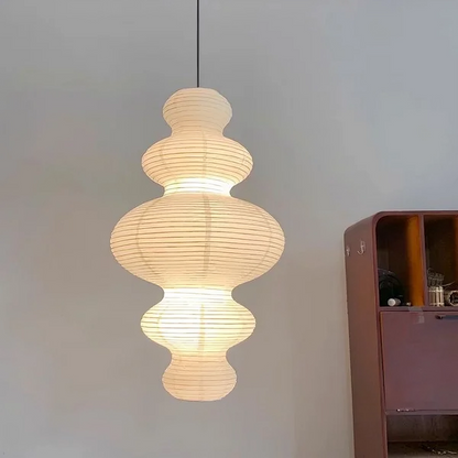 Layered Paper Sphere Hanging Light 18 Inch Diameter White Adjustable Cable for Kitchen Island Dining Table Living Room Modern Scandinavian C