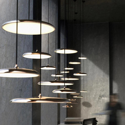 Slimline LED Disc Ceiling Light 10 in Black Metal Acrylic for Kitchen Island Dining Table Contemporary Scandinavian Minimalist Suspended Fix