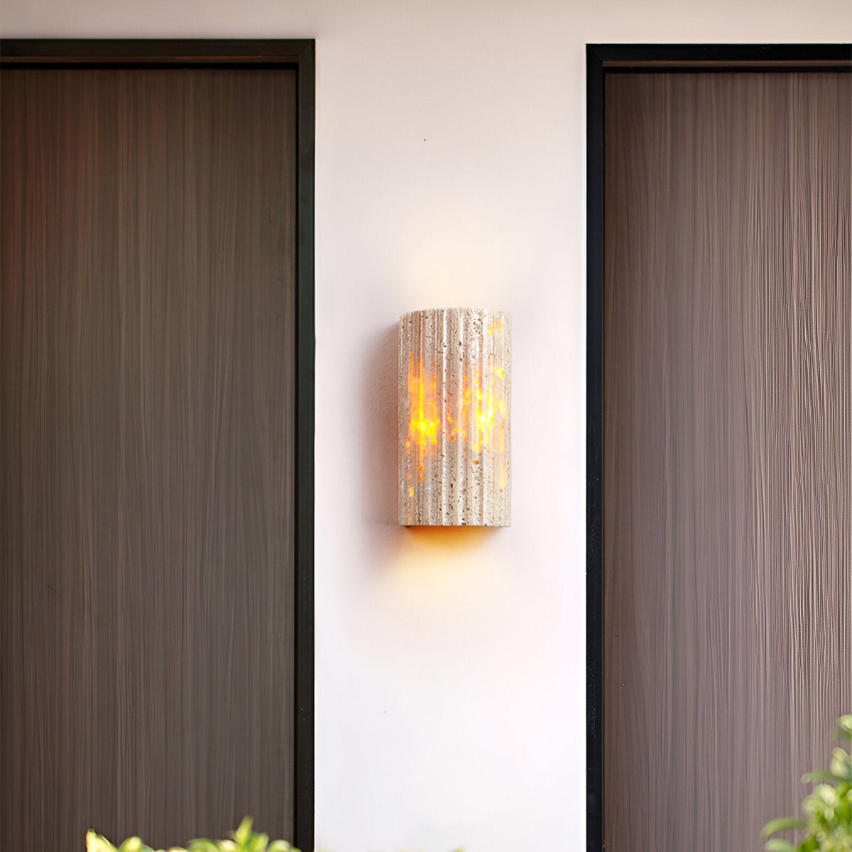 Travertine Sconce Fixture 6.5 Inch Bidirectional Illumination Indoor Outdoor Corridor Entry Facade Architectural Hardscape Garden Terrace Co