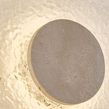 Round Stone Sconce with Acrylic Diffuser 12 Inch LED Warm White or Tri-Color Indoor Accent Light for Bedrooms Entryways Modern Interiors Nat