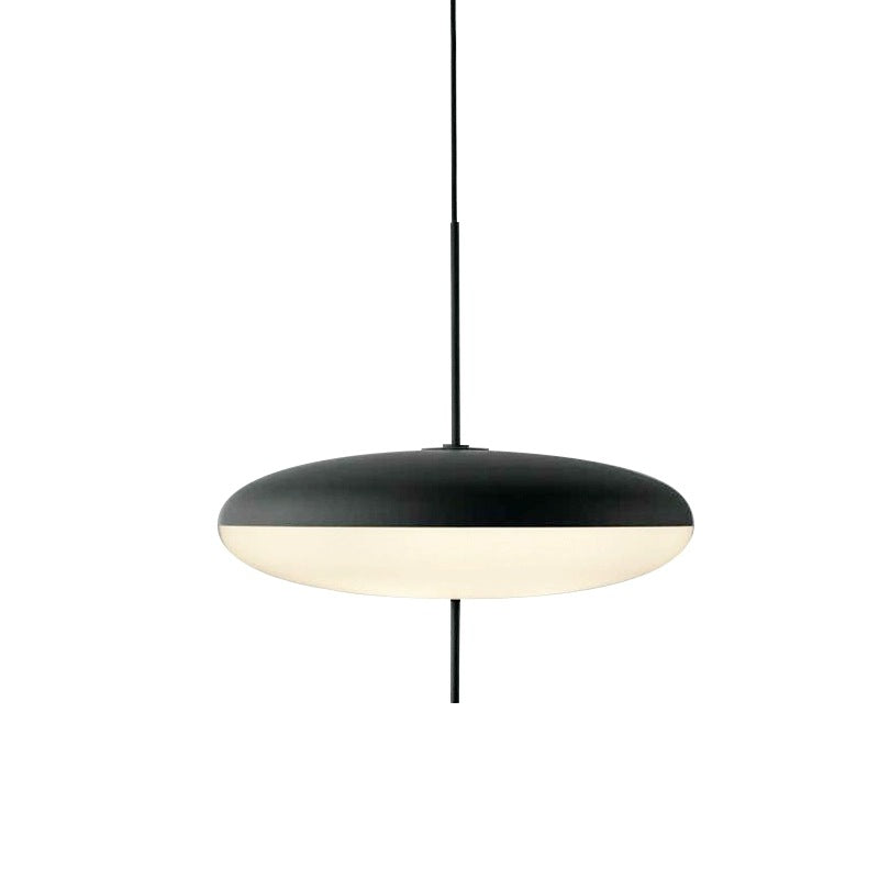 Hanging Ceiling Fixture 20 Inch Round Metal Shade Black for Kitchen Island Dining Room Modern Minimalist Adjustable Height E27 Socket Overhe