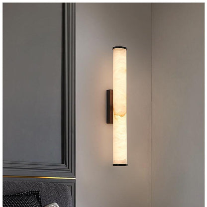 Vertical Stone & Metal Sconce with Soft LED Glow for Bedrooms, Hallways, and Living Rooms – Uplight Design to 31 Inches