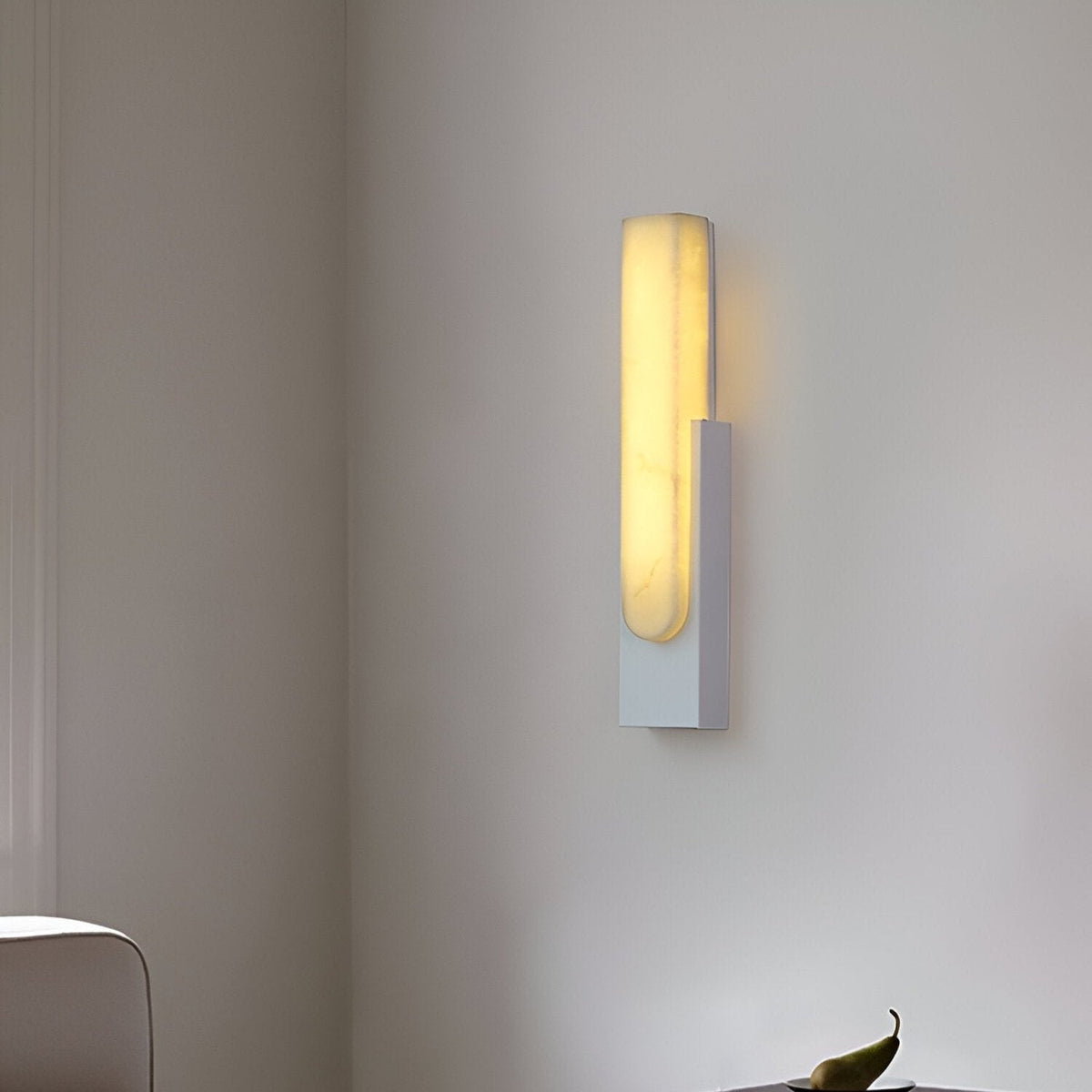 LED Sconce Light 20 Inch Vertical Alabaster Shade Gold Base Hardwired Modern Bedroom Hallway Wall Fixture for Contemporary Homes