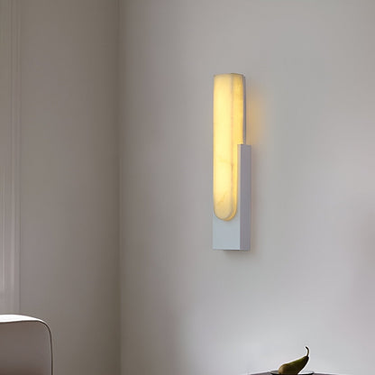 LED Sconce Light 20 Inch Vertical Alabaster Shade Gold Base Hardwired Modern Bedroom Hallway Wall Fixture for Contemporary Homes