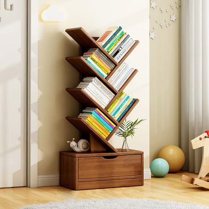 Multi-Tier Wooden Storage Rack 39 in Walnut Finish Open Shelving for Home Office Study Living Room Decorative Display