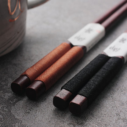 Handcrafted Wooden Chopsticks with Decorative Thread & Gift Box for Asian Dining