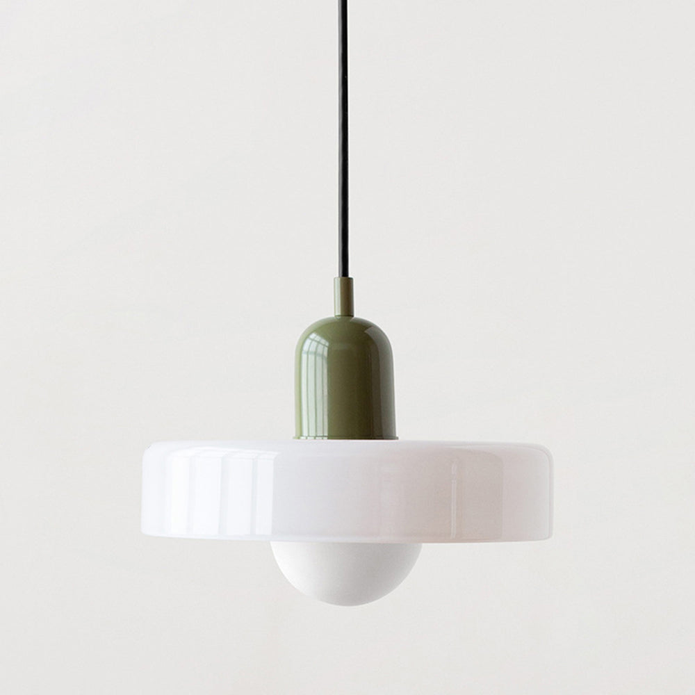 Handcrafted Art Glass Dome Pendant Light, Adjustable Modern Hanging Fixture for Dining Room Kitchen Island Living Room