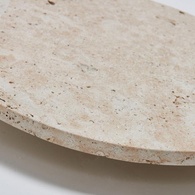 Round Stone Wall Sconce with Integrated Warm LED Light for Bedroom Hallway Living Room Modern Minimalist Travertine Fixture Indoor Ambient L