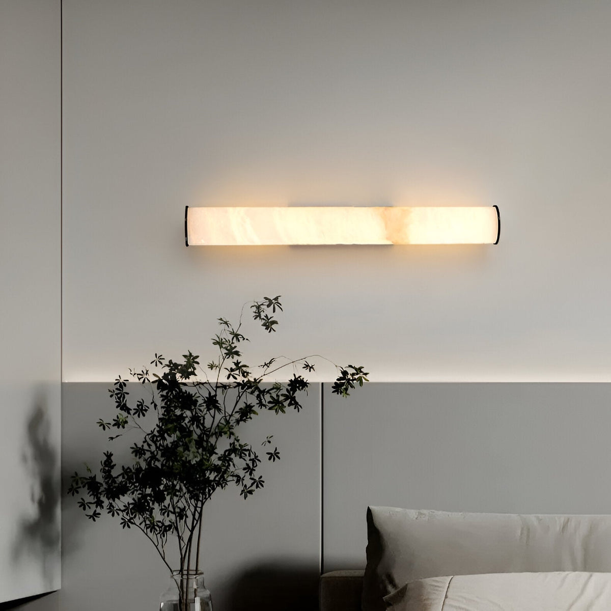 Vertical Stone & Metal Sconce with Soft LED Glow for Bedrooms, Hallways, and Living Rooms – Uplight Design to 31 Inches
