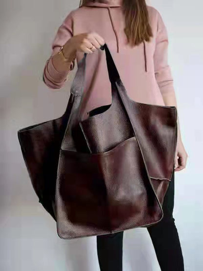 Vegan Leather Shoulder Bag – Lightweight Everyday Tote with Spacious Interior for Work, Travel & Shopping