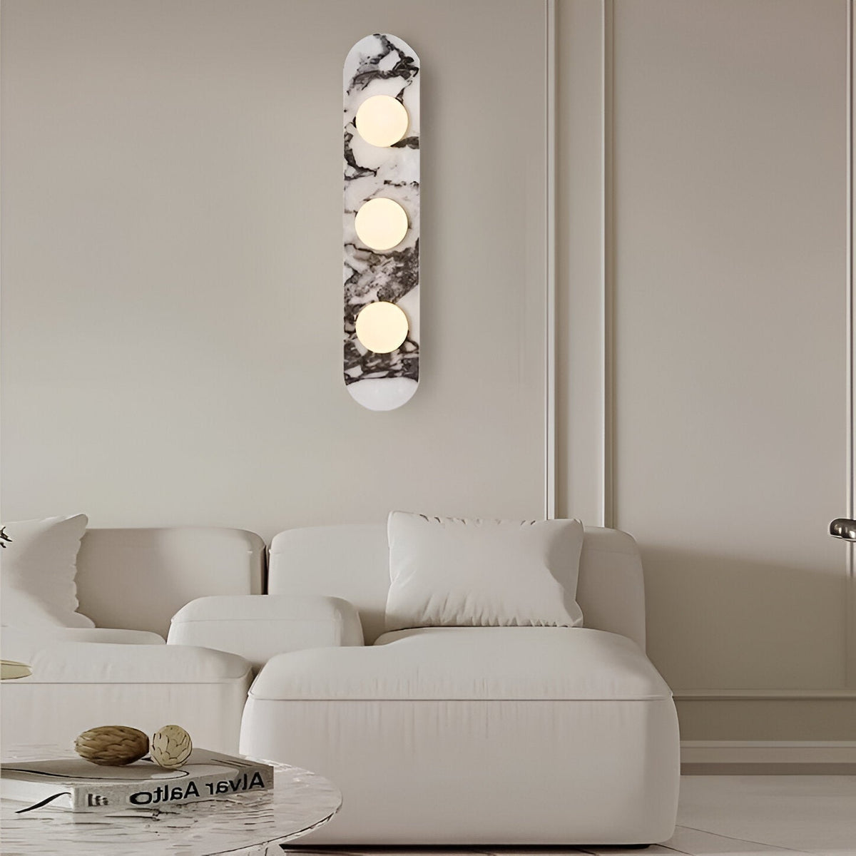 Sculptural Stone & Glass Sconce Light with Warm LED Glow for Hallway Living Room Bedroom Entryway Interior Accent Lighting Modern Minimalist