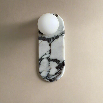 Sculptural Stone & Glass Sconce Light with Warm LED Glow for Hallway Living Room Bedroom Entryway Interior Accent Lighting Modern Minimalist