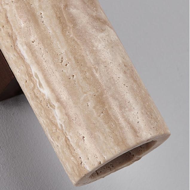 Travertine Stone Sconce Dual-Direction Light 12.6 Inch Vertical Fixture Natural Beige E27 Socket for Bedrooms Hallways Staircases Living Roo