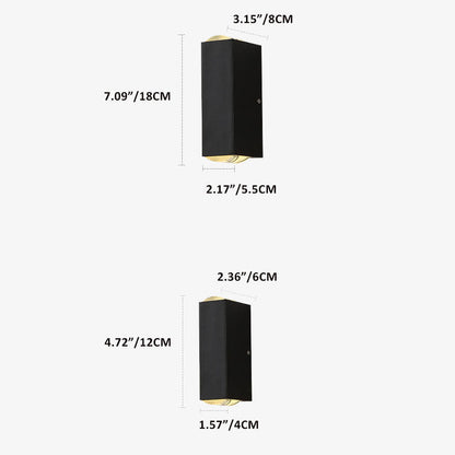 Outdoor LED Sconce Rectangular Aluminum Hardwired 7 in Black for Patio Fence Entryway Modern Exterior Fixture 10W 12W Integrated Bulb Weathe