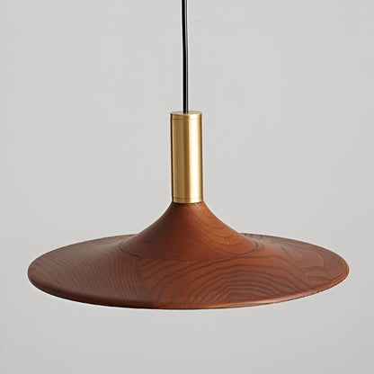 Sculptural Metal Shade Ceiling Fixture with Organic Wood-Tone Accent – 10 in or 14 in Drop Light for Island Counter Bar and Breakfast Nook –