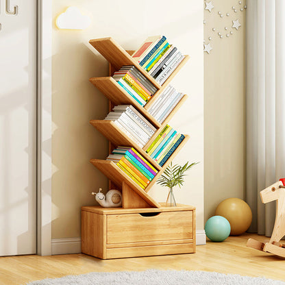 Multi-Tier Wooden Storage Rack 39 in Walnut Finish Open Shelving for Home Office Study Living Room Decorative Display