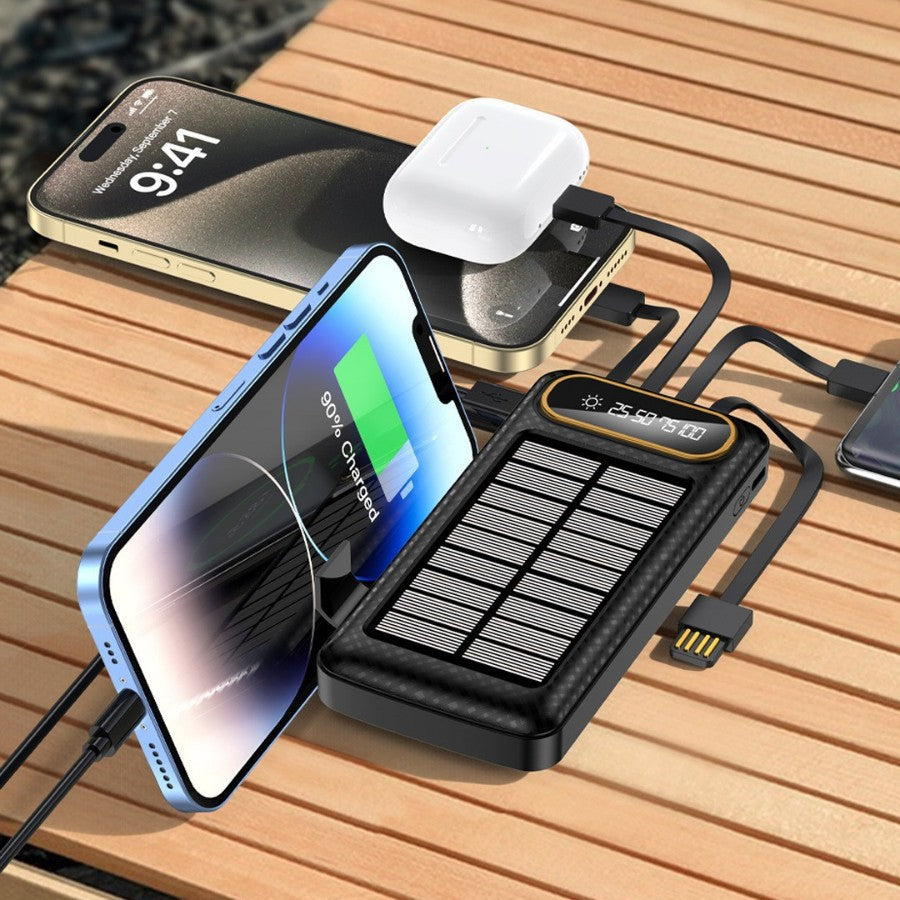 EcoCharge | Portable Solar Power Bank with 10000mAh Capacity & Digital Display | Multi-Device Charging for Outdoor Adventures