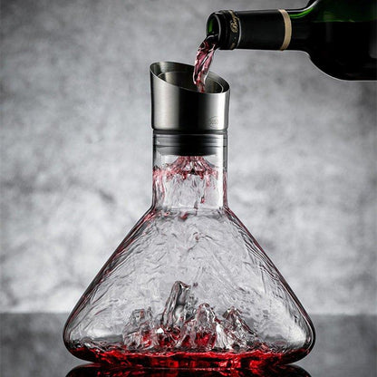 Waterfall-Style Glass Wine Aerator Decanter for Red & White Wine Tasting, Hand-Blown Crystal Pourer for Dinner Parties & Home Bar
