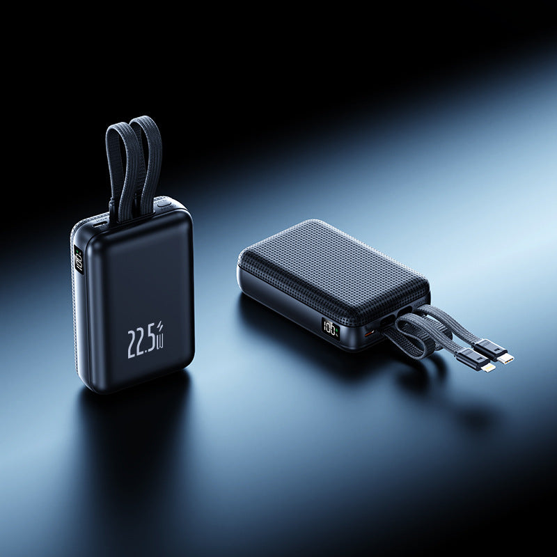 Power Bank | Portable Fast Charging Device with Integrated Cables | Compact Design for On-the-Go Charging