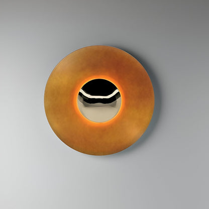 Round Iron LED Wall Sconce 16 in Diameter Ambient Light Fixture Hallway Bedroom Living Room Contemporary Circle Mount