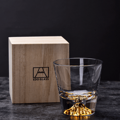 Cut Crystal Rocks Glass for Bourbon & Scotch – Japanese-Inspired Tumbler with Wood Gift Box for Home Bar & Entertaining