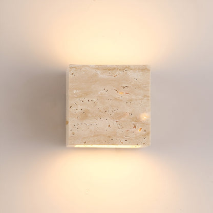 Outdoor LED Sconce Natural Stone Up-Down Light Waterproof Garden Wall Mount Fixture for Patio Entryway Facade 6.3 Inch Travertine Exterior L