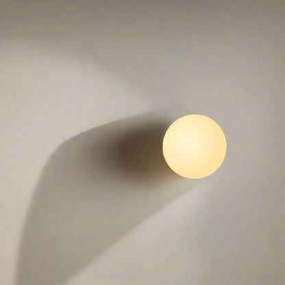 Spherical Glass Wall Sconce with Diffused Glow White Finish 3000K LED Compatible Bedside Hallway Fixture Contemporary Iron Mount for Bedroom