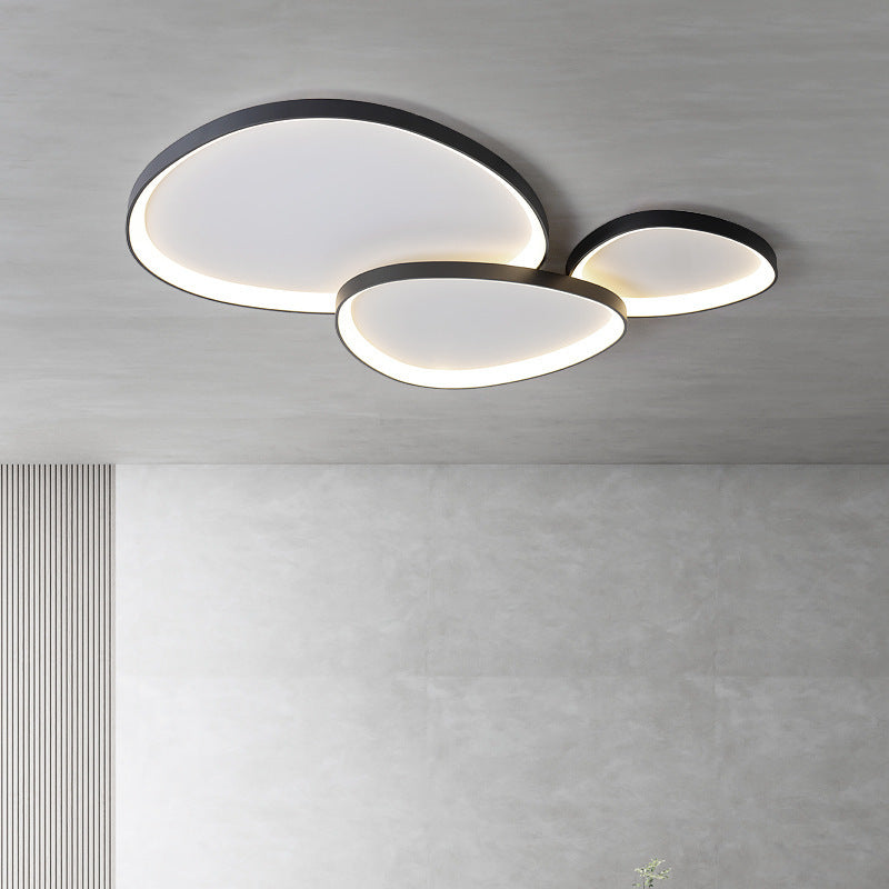 Oval LED Flush Mount Light Fixture 35 in White Aluminum Acrylic for Bedroom Dining Room Living Space Contemporary Low-Profile Overhead Light