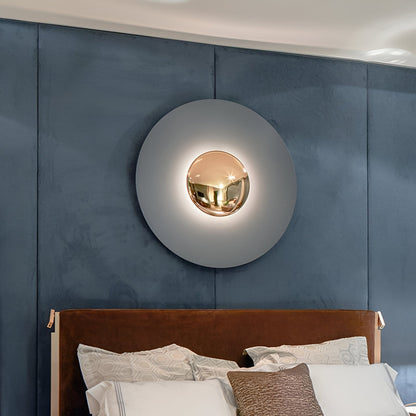 Round Iron LED Wall Sconce 16 in Diameter Ambient Light Fixture Hallway Bedroom Living Room Contemporary Circle Mount