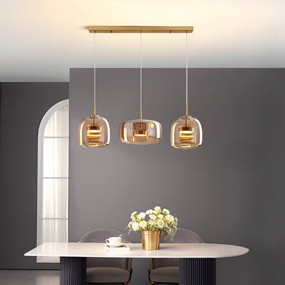 Glass Hanging Ceiling Fixture with Adjustable Cord for Dining Tables & Kitchen Islands | Color-Tunable LED Modern Farmhouse Style