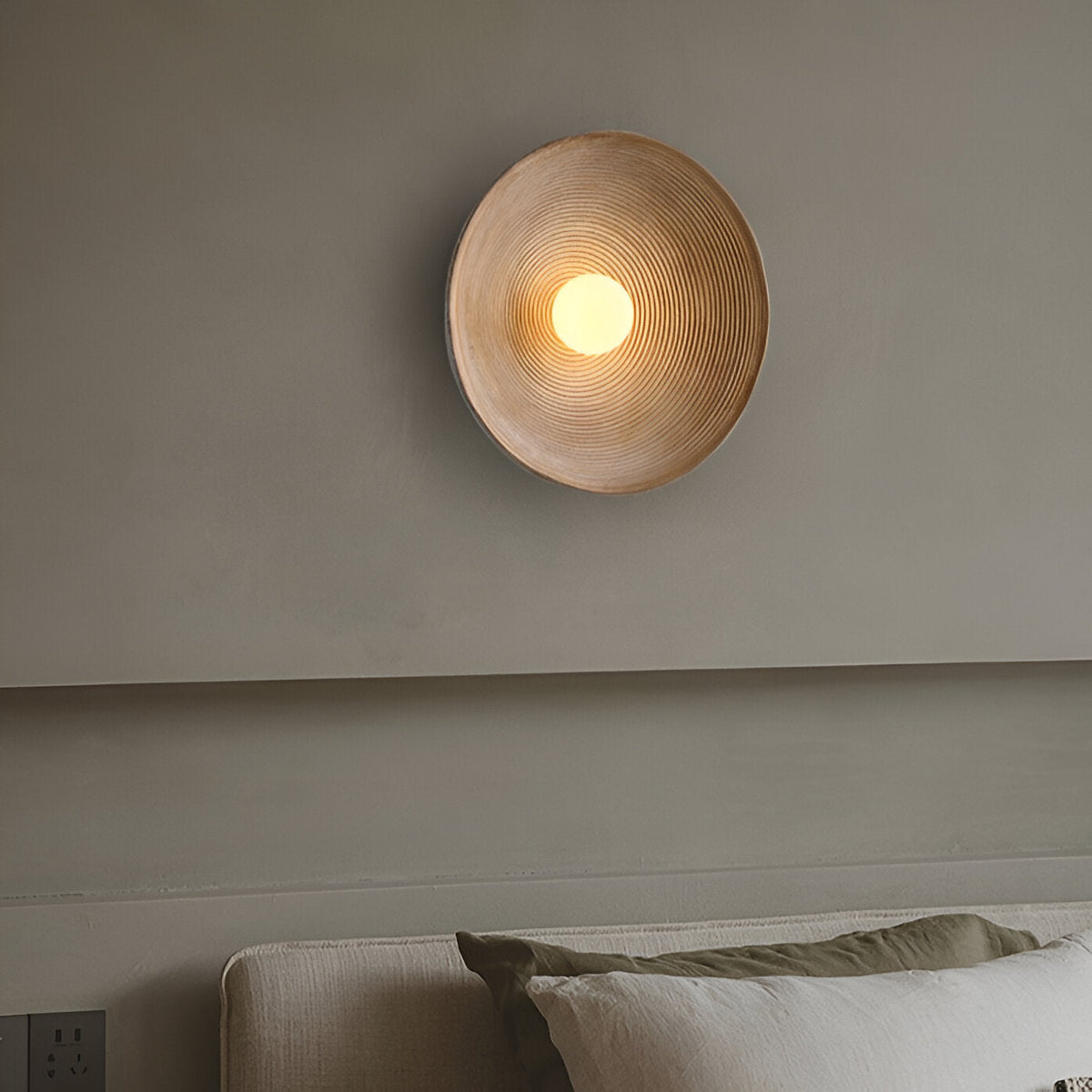 Round Glass Resin Wall Sconce White LED Fixture Bedroom Hallway Living Room Soft Glow Minimalist Mount Ambient Light for Home