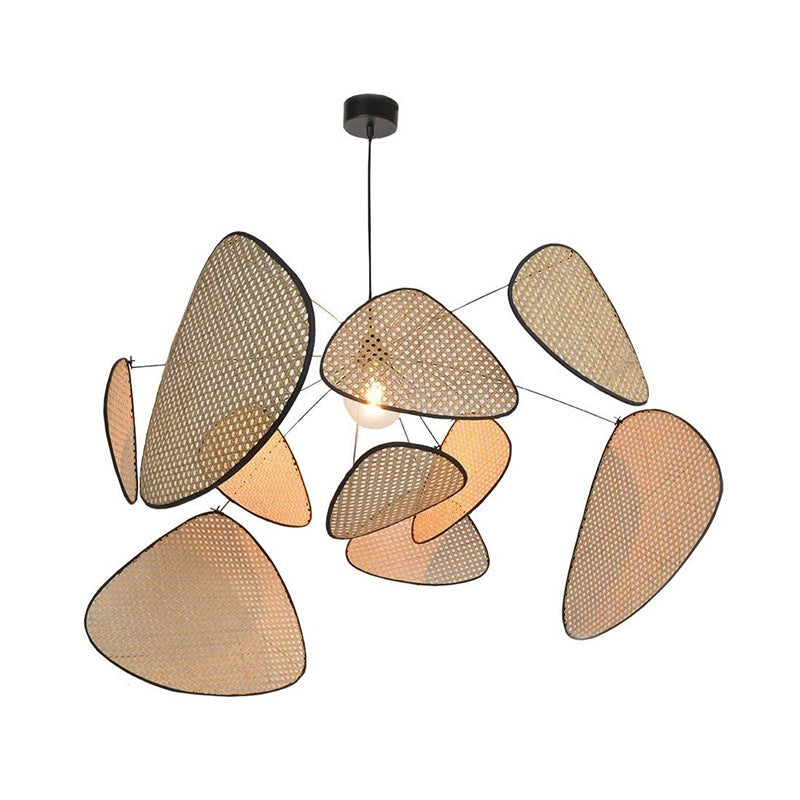 Handwoven Wicker Hanging Fixture with Soft Glow LED for Dining Areas and Bedrooms | Adjustable Height 59 inches