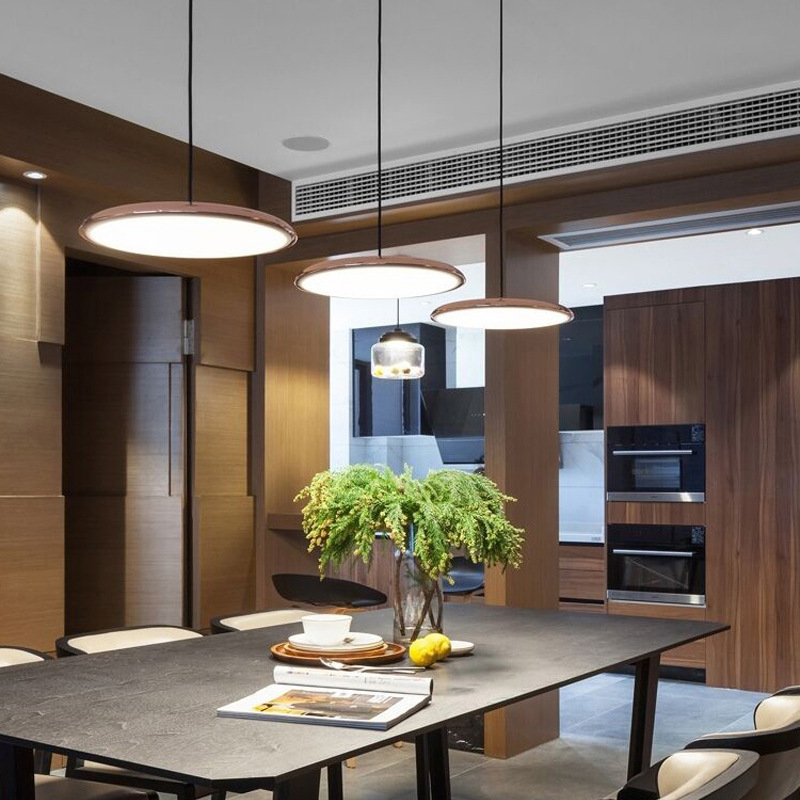 Slimline LED Disc Ceiling Light 10 in Black Metal Acrylic for Kitchen Island Dining Table Contemporary Scandinavian Minimalist Suspended Fix