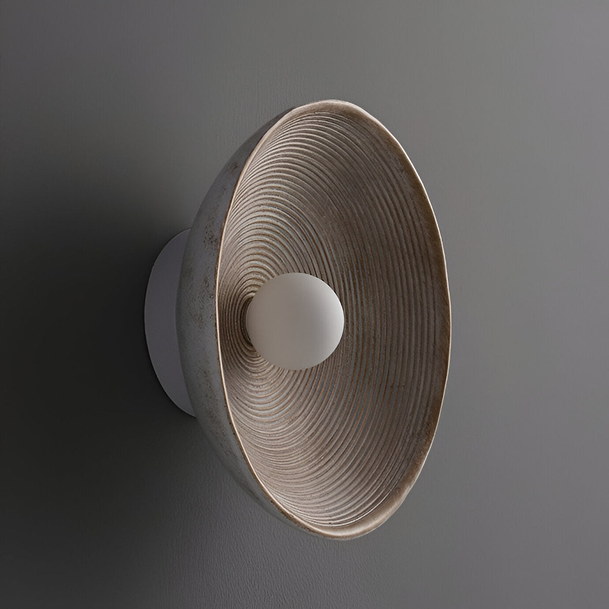 Round Glass Resin Wall Sconce White LED Fixture Bedroom Hallway Living Room Soft Glow Minimalist Mount Ambient Light for Home