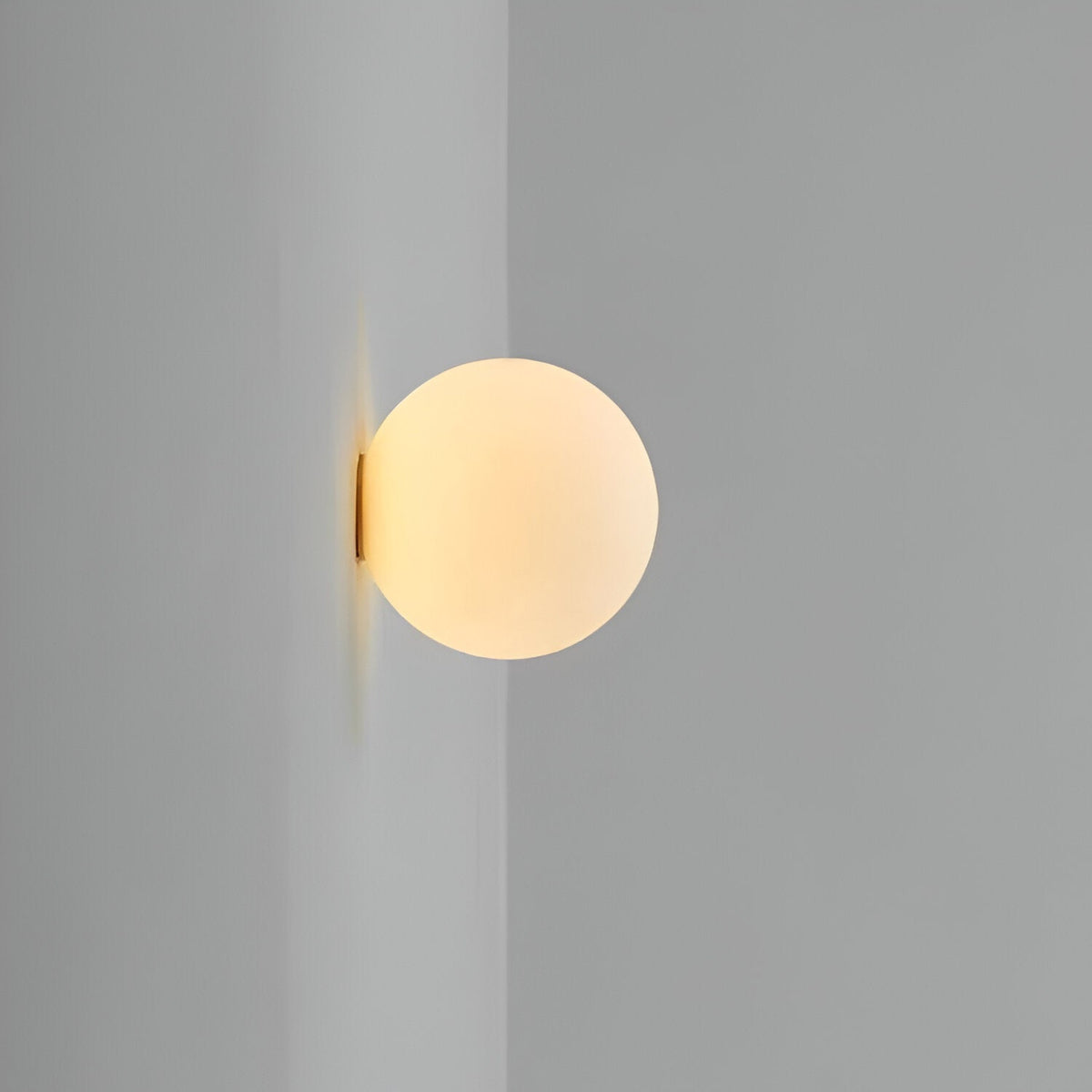 Spherical Glass Wall Sconce with Diffused Glow White Finish 3000K LED Compatible Bedside Hallway Fixture Contemporary Iron Mount for Bedroom