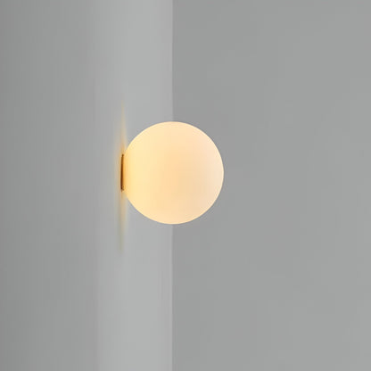 Spherical Glass Wall Sconce with Diffused Glow White Finish 3000K LED Compatible Bedside Hallway Fixture Contemporary Iron Mount for Bedroom