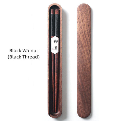 Handcrafted Wooden Chopsticks with Decorative Thread & Gift Box for Asian Dining