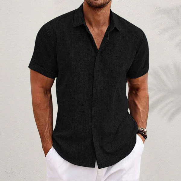 Men's Breathable Short Sleeve Dress Shirt – Lightweight Cotton Blend Button-Up for Summer Casual Wear & Office