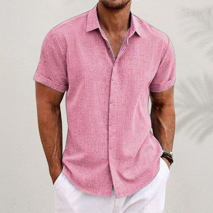 Men's Breathable Short Sleeve Dress Shirt – Lightweight Cotton Blend Button-Up for Summer Casual Wear & Office