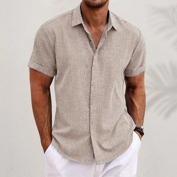 Men's Breathable Short Sleeve Dress Shirt – Lightweight Cotton Blend Button-Up for Summer Casual Wear & Office