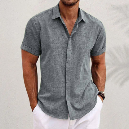 Men's Breathable Short Sleeve Dress Shirt – Lightweight Cotton Blend Button-Up for Summer Casual Wear & Office