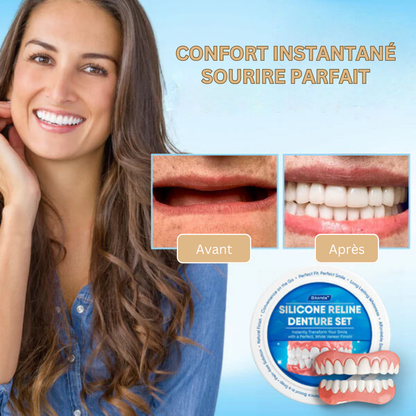 Temporary Cosmetic Teeth Veneers - Moldable Thermal Fit Upper & Lower Denture Smile Kit for Missing Gaps