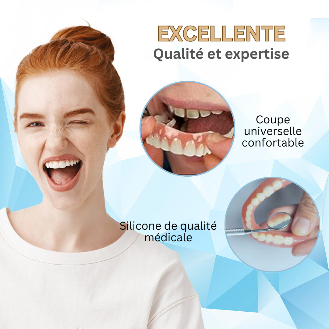 Temporary Cosmetic Teeth Veneers - Moldable Thermal Fit Upper & Lower Denture Smile Kit for Missing Gaps