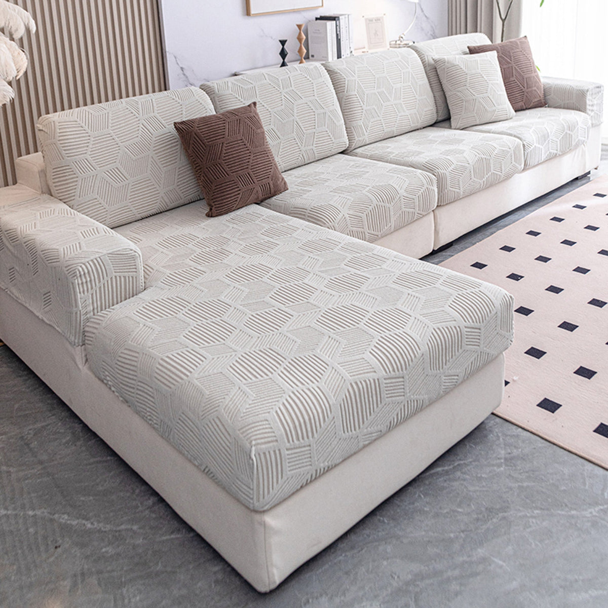 Sable Sofa Cover - Water-Resistant Jacquard, Pet-Friendly Couch Slipcover