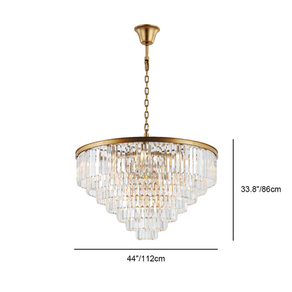 Tiered Crystal Chandelier with Cascading Glass Rods – Multi-Level Statement Lighting for Dining Room & Foyer – Brass, Black & Nickel Finish