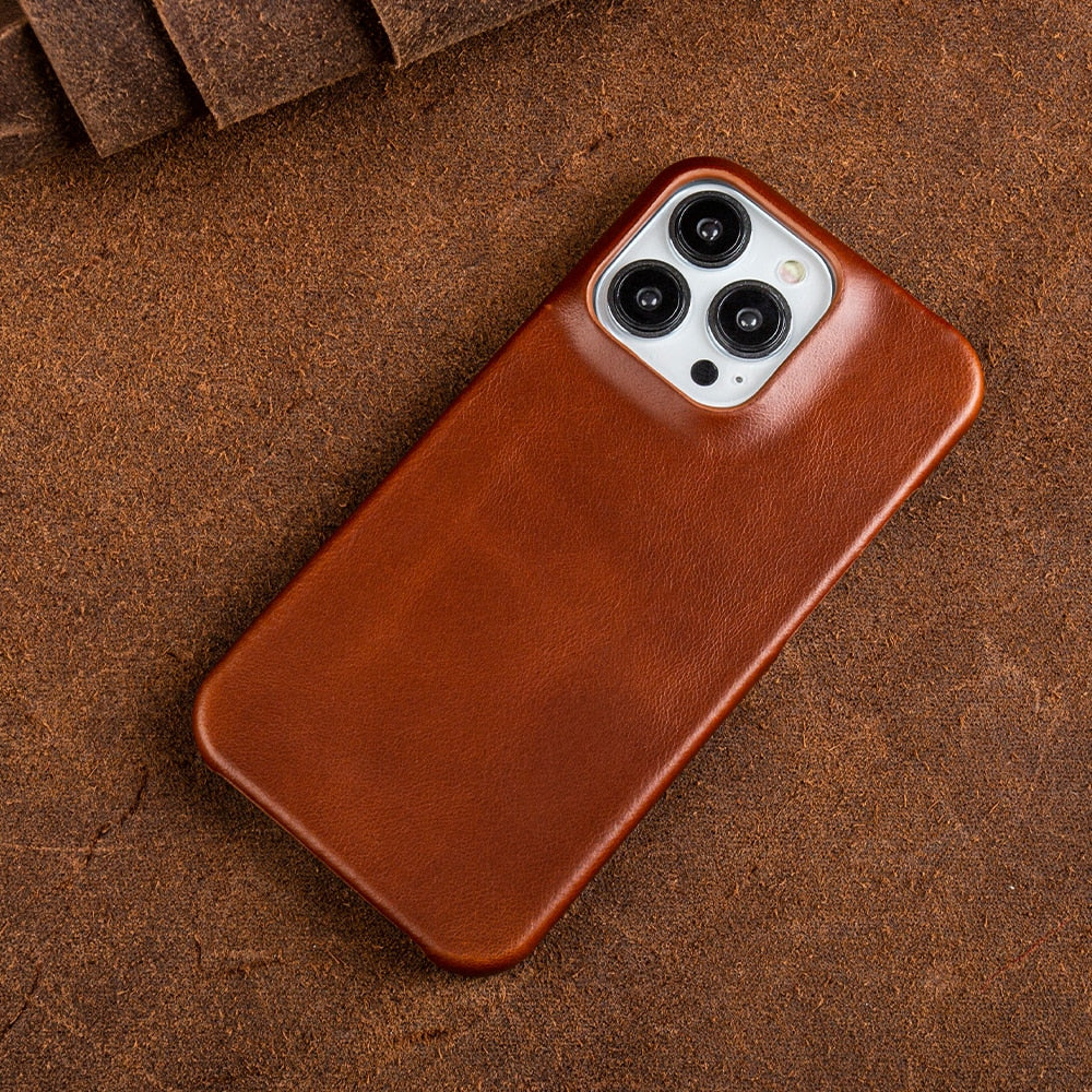 Premium Full-Grain Leather iPhone Case with MagSafe – Shock-Absorbent Protection for iPhone 11-17 Models